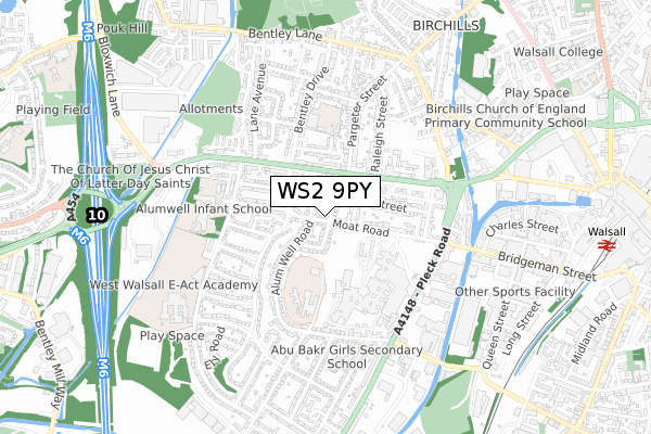 WS2 9PY map - small scale - OS Open Zoomstack (Ordnance Survey)