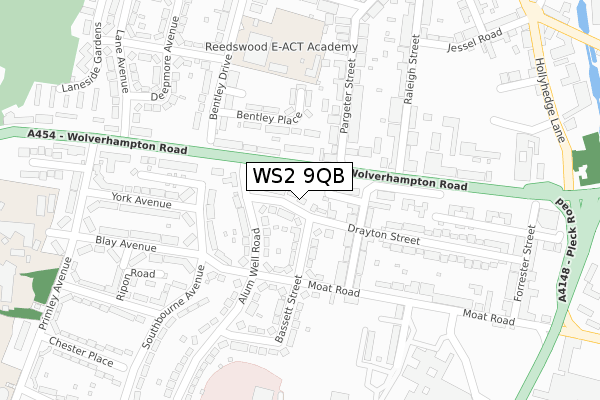 WS2 9QB map - large scale - OS Open Zoomstack (Ordnance Survey)