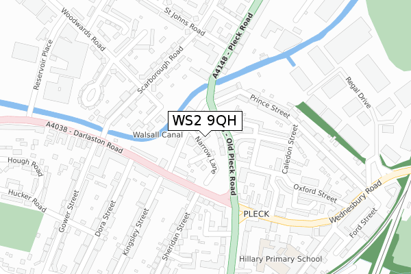 WS2 9QH map - large scale - OS Open Zoomstack (Ordnance Survey)