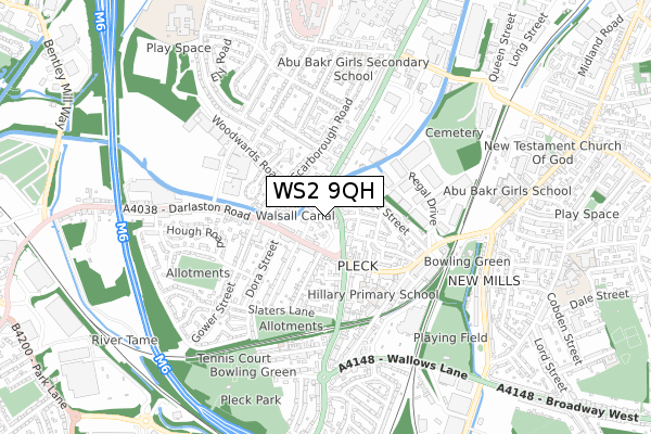 WS2 9QH map - small scale - OS Open Zoomstack (Ordnance Survey)