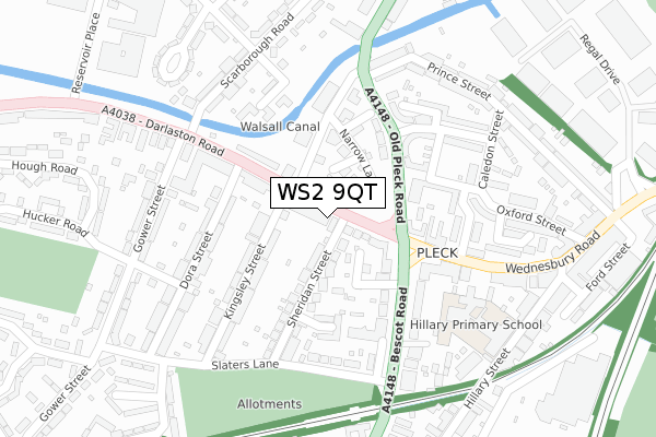 WS2 9QT map - large scale - OS Open Zoomstack (Ordnance Survey)