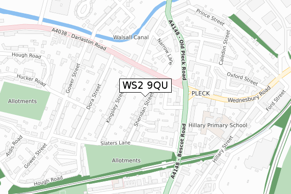 WS2 9QU map - large scale - OS Open Zoomstack (Ordnance Survey)