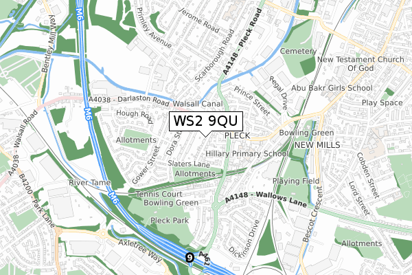 WS2 9QU map - small scale - OS Open Zoomstack (Ordnance Survey)