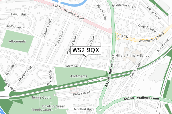 WS2 9QX map - large scale - OS Open Zoomstack (Ordnance Survey)