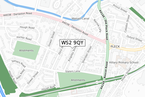 WS2 9QY map - large scale - OS Open Zoomstack (Ordnance Survey)