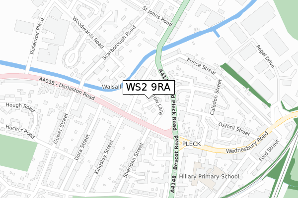 WS2 9RA map - large scale - OS Open Zoomstack (Ordnance Survey)
