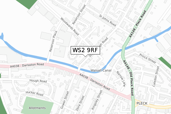 WS2 9RF map - large scale - OS Open Zoomstack (Ordnance Survey)