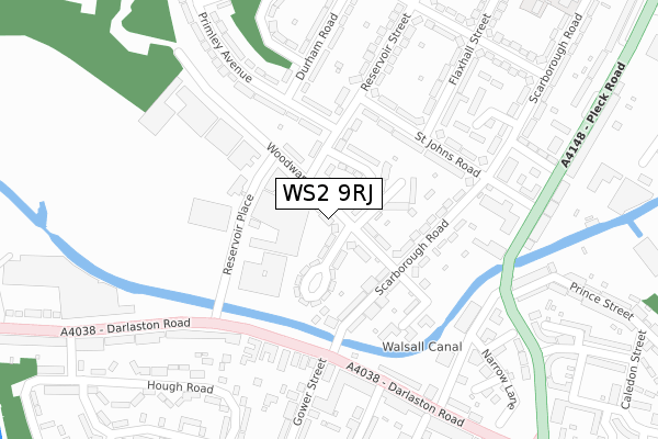 WS2 9RJ map - large scale - OS Open Zoomstack (Ordnance Survey)