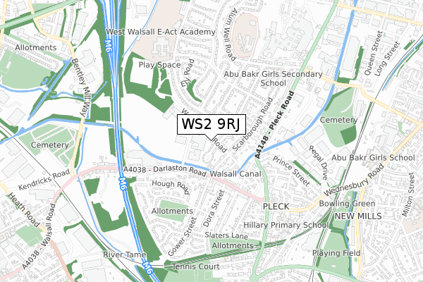 WS2 9RJ map - small scale - OS Open Zoomstack (Ordnance Survey)