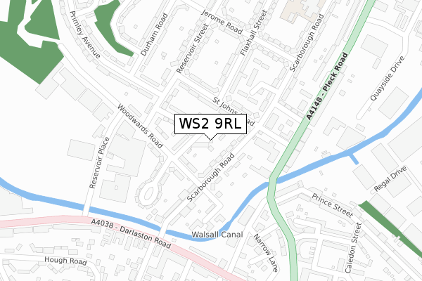 WS2 9RL map - large scale - OS Open Zoomstack (Ordnance Survey)
