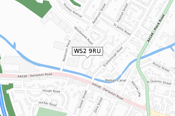 WS2 9RU map - large scale - OS Open Zoomstack (Ordnance Survey)