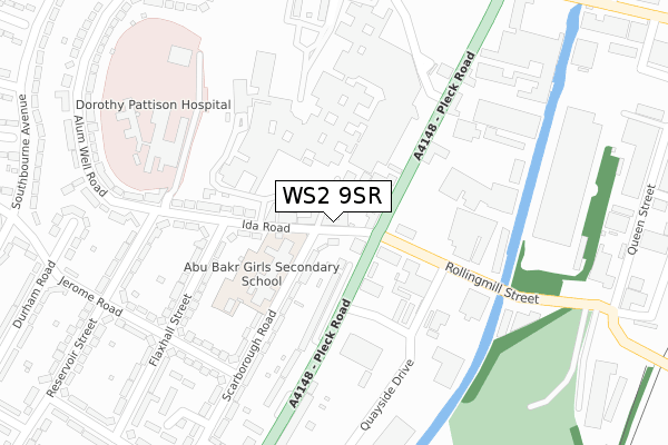 WS2 9SR map - large scale - OS Open Zoomstack (Ordnance Survey)