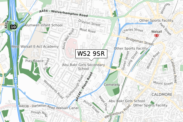 WS2 9SR map - small scale - OS Open Zoomstack (Ordnance Survey)