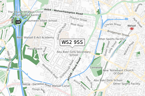 WS2 9SS map - small scale - OS Open Zoomstack (Ordnance Survey)