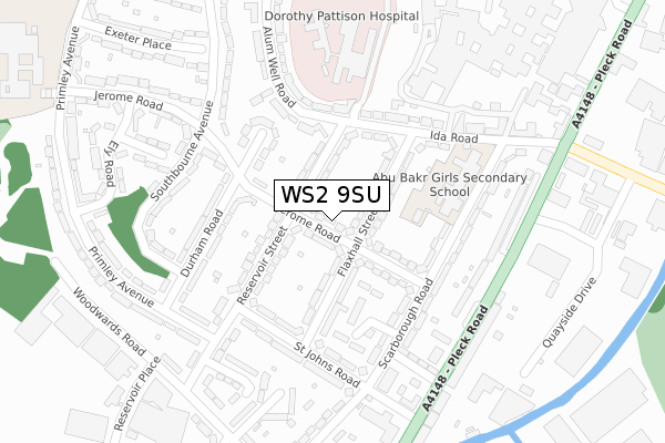 WS2 9SU map - large scale - OS Open Zoomstack (Ordnance Survey)