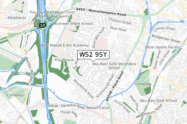 WS2 9SY map - small scale - OS Open Zoomstack (Ordnance Survey)