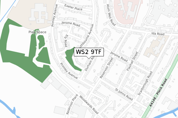 WS2 9TF map - large scale - OS Open Zoomstack (Ordnance Survey)