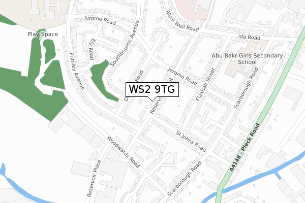 WS2 9TG map - large scale - OS Open Zoomstack (Ordnance Survey)