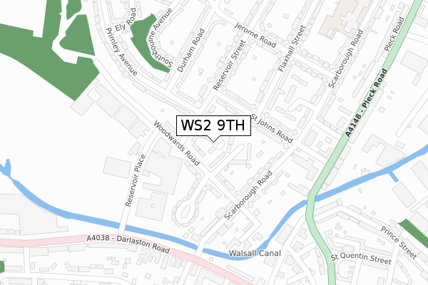 WS2 9TH map - large scale - OS Open Zoomstack (Ordnance Survey)