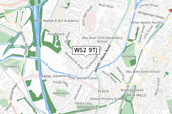 WS2 9TJ map - small scale - OS Open Zoomstack (Ordnance Survey)