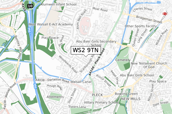 WS2 9TN map - small scale - OS Open Zoomstack (Ordnance Survey)