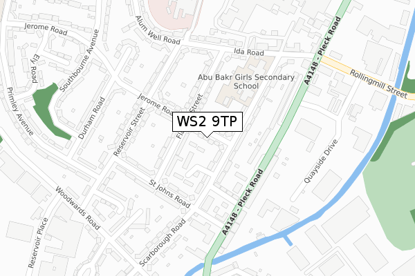 WS2 9TP map - large scale - OS Open Zoomstack (Ordnance Survey)