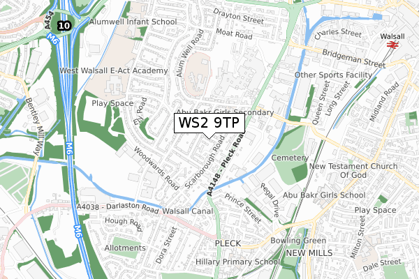 WS2 9TP map - small scale - OS Open Zoomstack (Ordnance Survey)