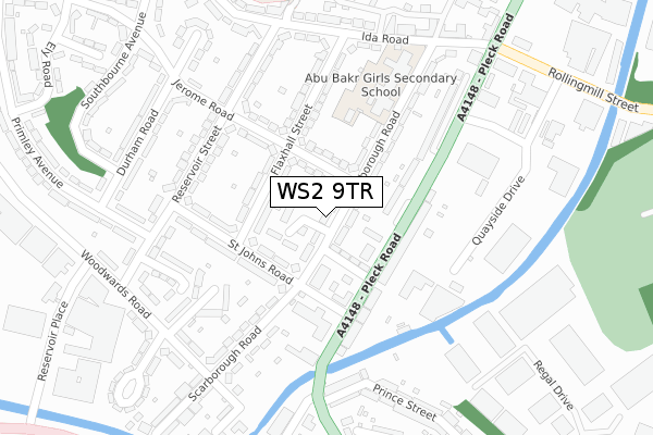 WS2 9TR map - large scale - OS Open Zoomstack (Ordnance Survey)