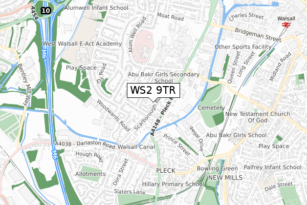 WS2 9TR map - small scale - OS Open Zoomstack (Ordnance Survey)