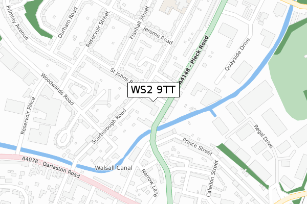 WS2 9TT map - large scale - OS Open Zoomstack (Ordnance Survey)