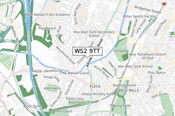 WS2 9TT map - small scale - OS Open Zoomstack (Ordnance Survey)