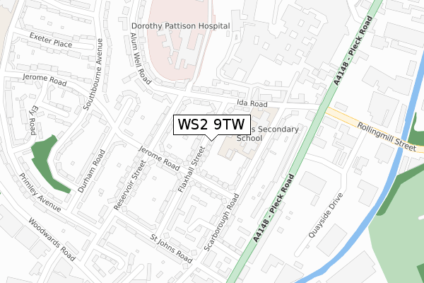 WS2 9TW map - large scale - OS Open Zoomstack (Ordnance Survey)