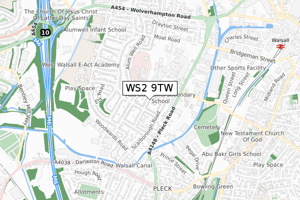 WS2 9TW map - small scale - OS Open Zoomstack (Ordnance Survey)