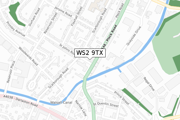 WS2 9TX map - large scale - OS Open Zoomstack (Ordnance Survey)