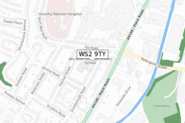WS2 9TY map - large scale - OS Open Zoomstack (Ordnance Survey)