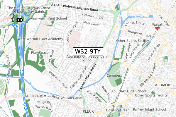 WS2 9TY map - small scale - OS Open Zoomstack (Ordnance Survey)