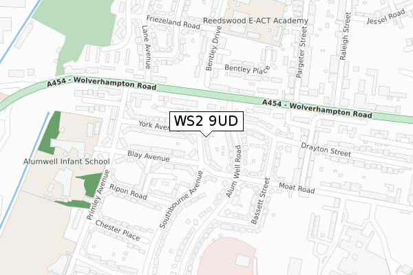 WS2 9UD map - large scale - OS Open Zoomstack (Ordnance Survey)