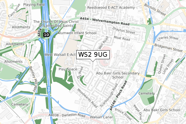 WS2 9UG map - small scale - OS Open Zoomstack (Ordnance Survey)