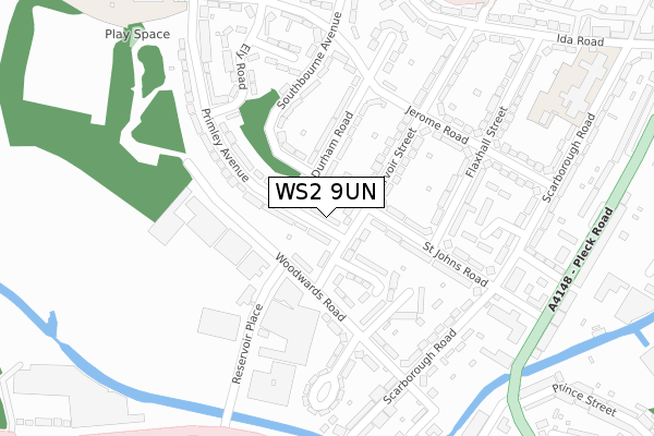 WS2 9UN map - large scale - OS Open Zoomstack (Ordnance Survey)