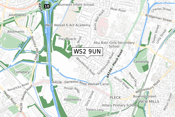 WS2 9UN map - small scale - OS Open Zoomstack (Ordnance Survey)