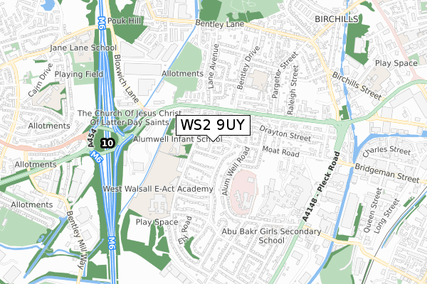 WS2 9UY map - small scale - OS Open Zoomstack (Ordnance Survey)