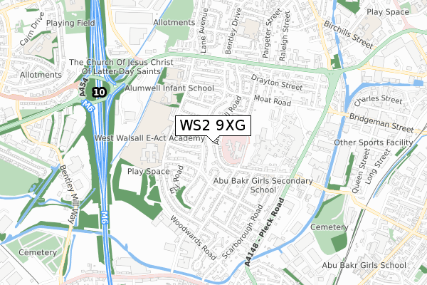 WS2 9XG map - small scale - OS Open Zoomstack (Ordnance Survey)