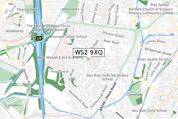 WS2 9XQ map - small scale - OS Open Zoomstack (Ordnance Survey)