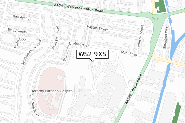 WS2 9XS map - large scale - OS Open Zoomstack (Ordnance Survey)