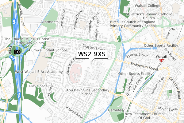 WS2 9XS map - small scale - OS Open Zoomstack (Ordnance Survey)