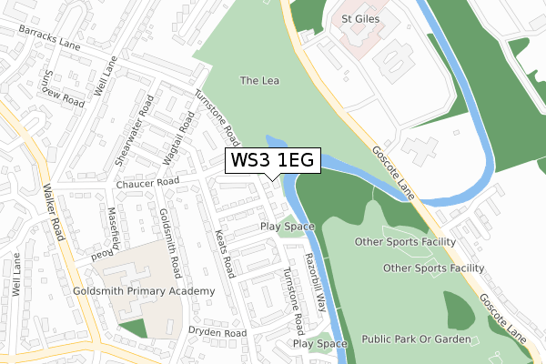 WS3 1EG map - large scale - OS Open Zoomstack (Ordnance Survey)