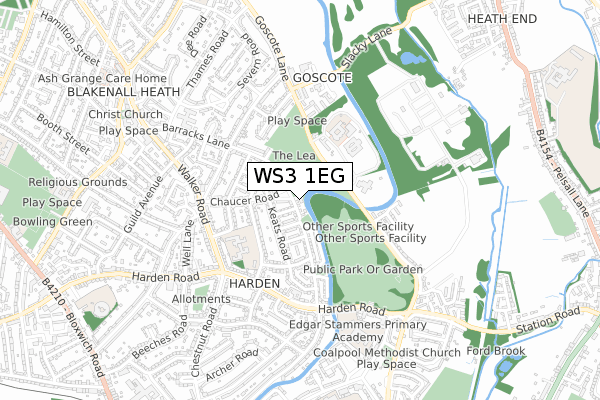 WS3 1EG map - small scale - OS Open Zoomstack (Ordnance Survey)