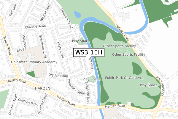 WS3 1EH map - large scale - OS Open Zoomstack (Ordnance Survey)