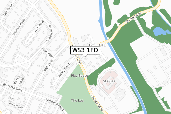 WS3 1FD map - large scale - OS Open Zoomstack (Ordnance Survey)