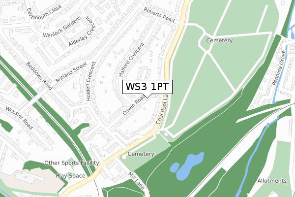 WS3 1PT map - large scale - OS Open Zoomstack (Ordnance Survey)